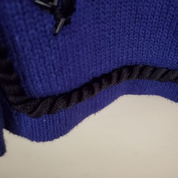 L N I Vintage 80s Cobalt Blue Black Beaded Cardigan Sweater Size S - Picture 4 of 7
